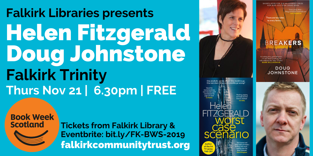 Advert for Helen Fitzgerald and Doug Johnstone event.